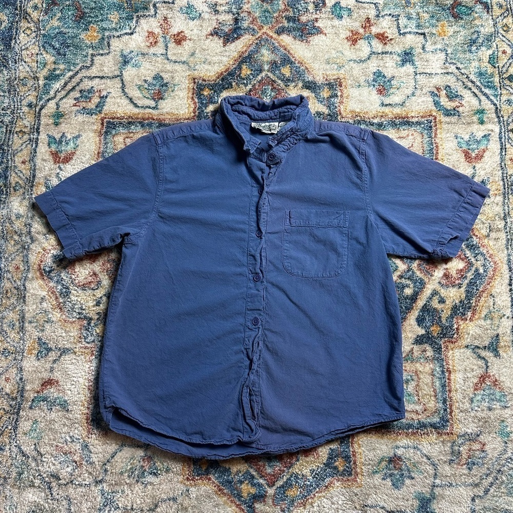 Vintage Tradition Blue Short Sleeve Button-up Shirt Medium